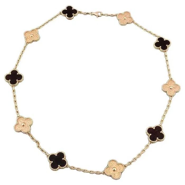 Vòng cổ 10 motif đen mix kim xi vàng hồng