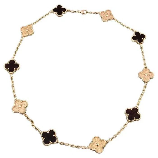 Vòng cổ 10 motif đen mix kim xi vàng hồng